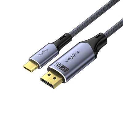 VegGieg Type-C to DP Kablo 8K 60Hz 4K 240Hz HDR ARC 48Gbps Örgülü Çift Yönlü Görüntü Kablosu 2 Metre - VegGieg