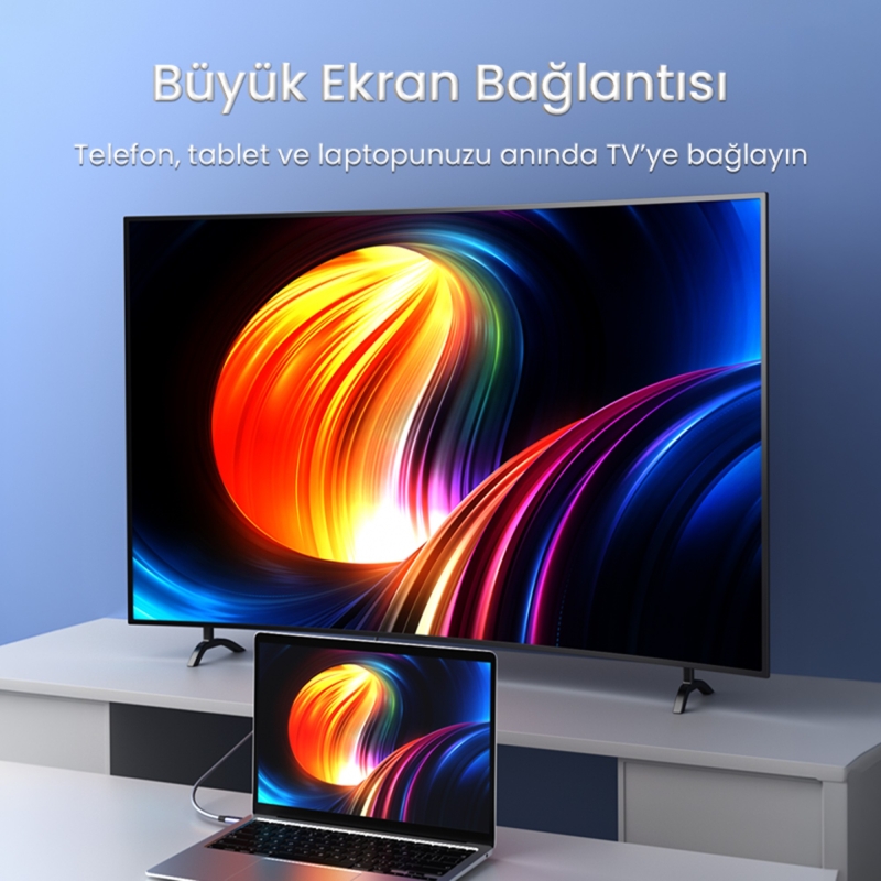 VegGieg 4K/60Hz Type-C 3.1 to HDMI 2.0 Dönüştürücü Kablo 2 Metre - 6