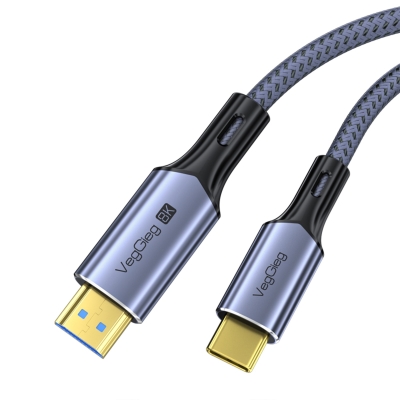 VegGieg Type-C to HDMI Kablo 8K 60Hz 4K 240Hz HDR 3D 48Gbps Örgülü USB-C to HDMI Kablo 2 Metre - 2