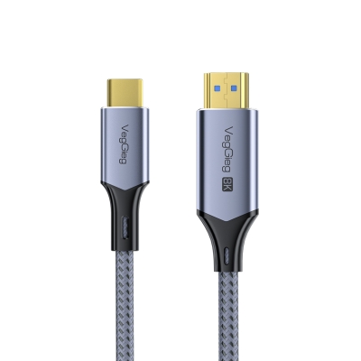 VegGieg Type-C to HDMI Kablo 8K 60Hz 4K 240Hz HDR 3D 48Gbps Örgülü USB-C to HDMI Kablo 2 Metre - VegGieg