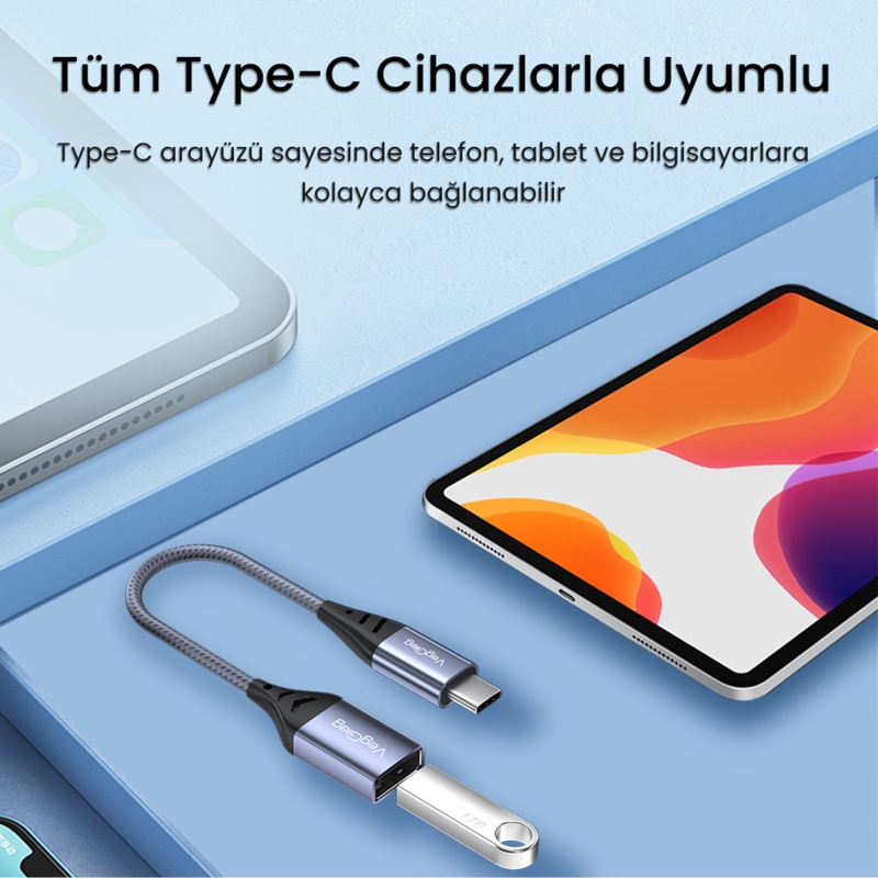 VegGieg Type-C to USB 2.0 OTG Çevirici Dönüştürücü Adaptör - 3