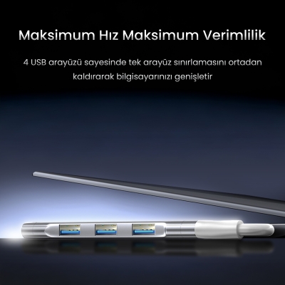 VegGieg Type-C to USB 3.0 4 Port 3*USB 2.0 ve 1*USB 3.0 Çoklayıcı Hub - 5
