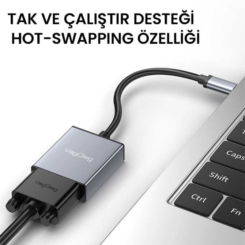 VegGieg Type-C to VGA 1080P 60Hz Çevirici Dönüştürücü Kablo Adaptör - 3