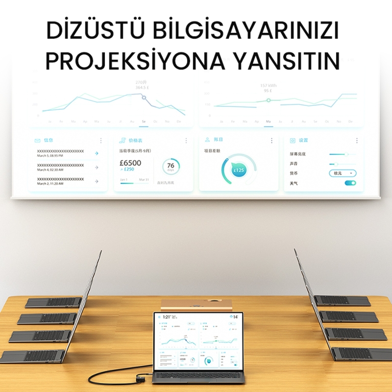 VegGieg Type-C to VGA 1080P 60Hz Çevirici Dönüştürücü Kablo Adaptör - 7