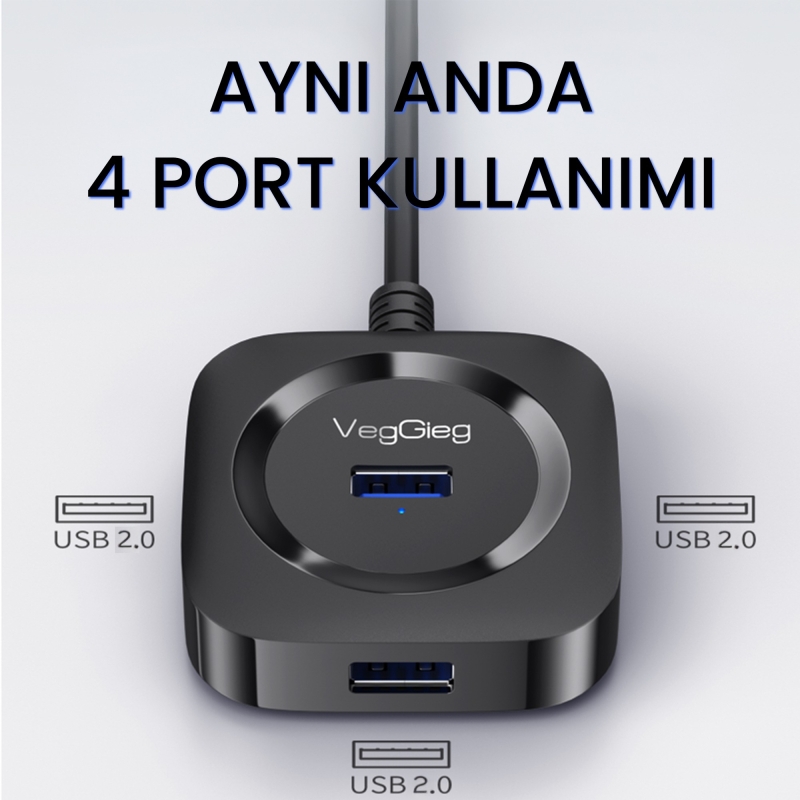 VegGieg 4 Portlu Type-C to USB 2.0 Çoklayıcı Hub - 5