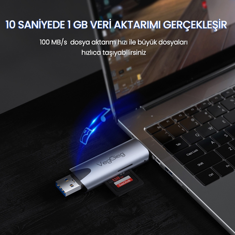 VegGieg Type-C ve USB 3.0 SD-MicroSD TF Kart Okuyucu - 3