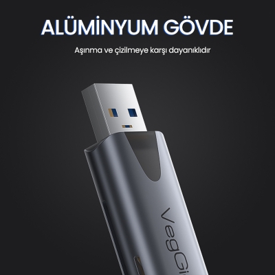 VegGieg Type-C ve USB 3.0 SD-MicroSD TF Kart Okuyucu - 6