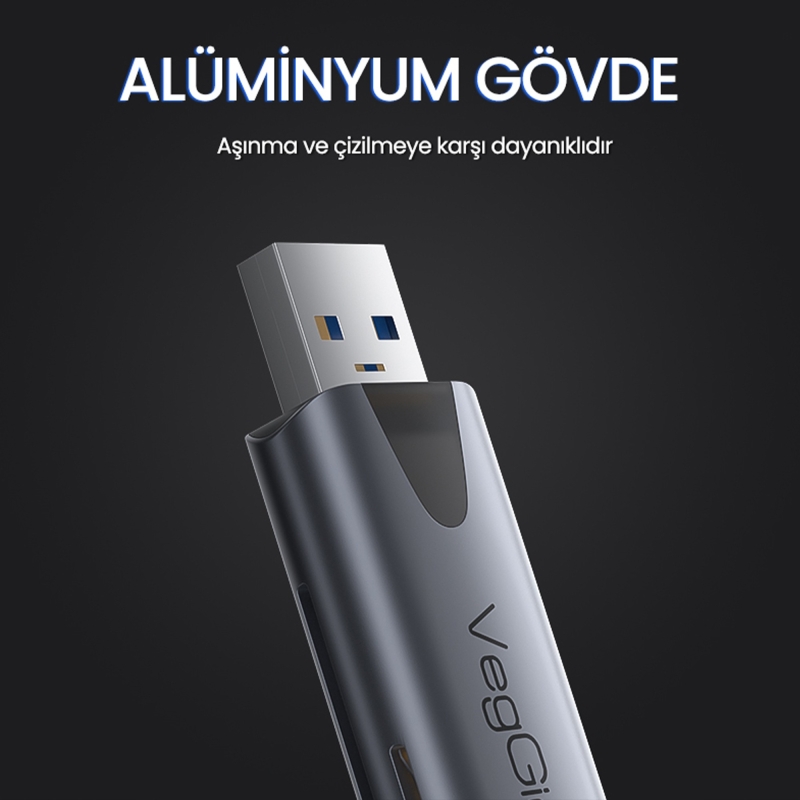 VegGieg Type-C ve USB 3.0 SD-MicroSD TF Kart Okuyucu - 6