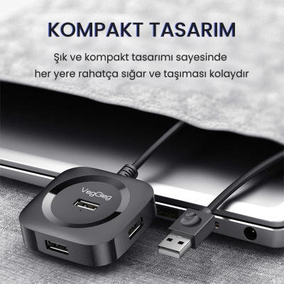 VegGieg 4 Portlu USB 2.0 Çoklayıcı Hub Beyaz - 5