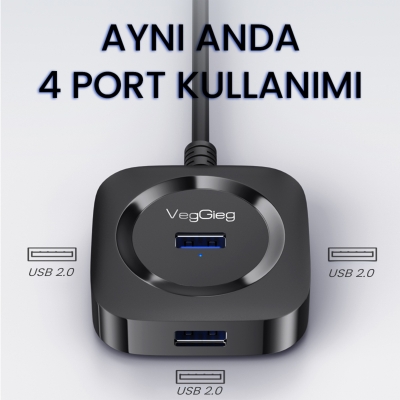 VegGieg 4 Portlu USB 2.0 Çoklayıcı Hub Beyaz - 6