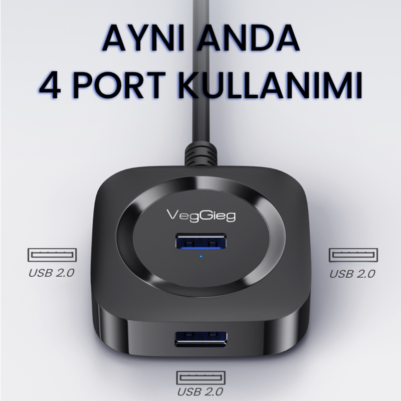 VegGieg 4 Portlu USB 2.0 Çoklayıcı Hub Beyaz - 6