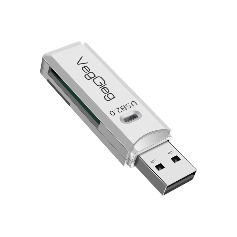 VegGieg USB 2.0 SD ve Micro SD Hafıza Kart Okuyucu Beyaz - 1