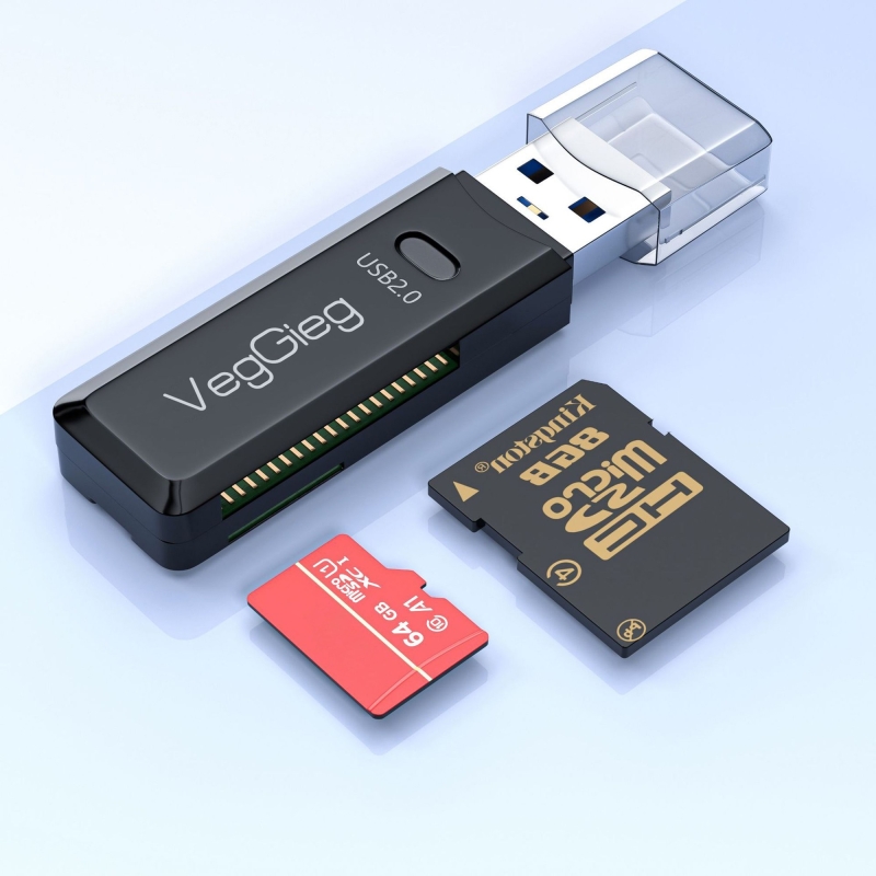 VegGieg USB 2.0 SD ve Micro SD Hafıza Kart Okuyucu Siyah - 2