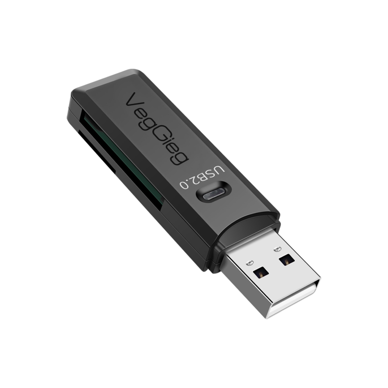VegGieg USB 2.0 SD ve Micro SD Hafıza Kart Okuyucu Siyah - 1
