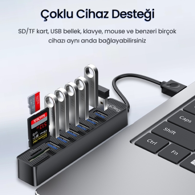 VegGieg USB 2.0 SD MicroSD Kart Okuyucu ve 6 Port USB Çoklayıcı Hub - 2