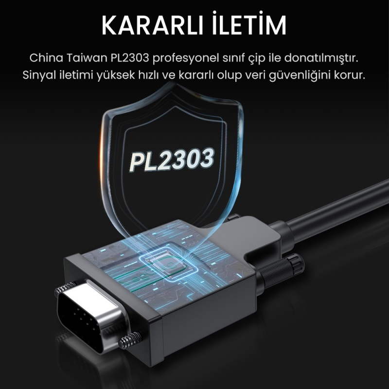 VegGieg USB 2.0 to RS232 DB9 PL2303 Chip Dönüştürücü Adaptör Kablo 1.5 Metre - 3
