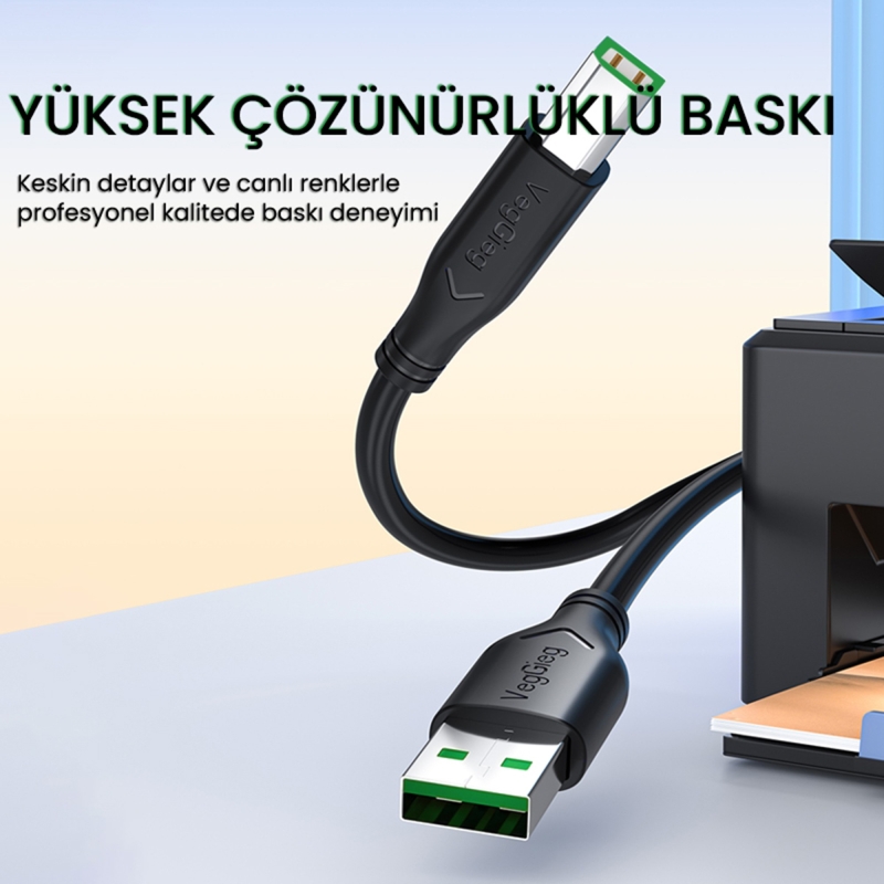 VegGieg USB B Printer Tarayıcı Yazıcı Data Kablosu 1.5 Metre - 2