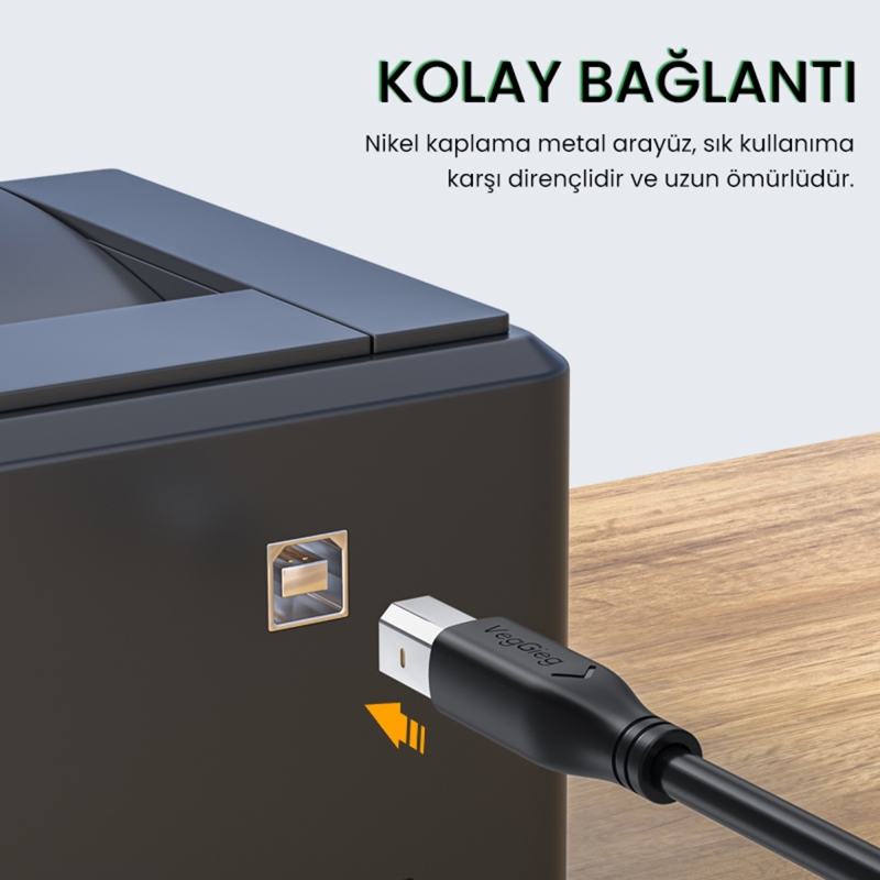 VegGieg USB B Printer Tarayıcı Yazıcı Data Kablosu 5 Metre - 6