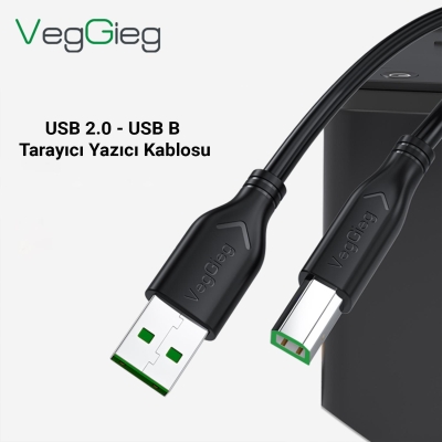VegGieg USB B Printer Tarayıcı Yazıcı Data Kablosu 5 Metre - 3