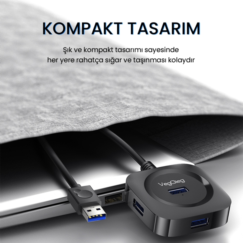 VegGieg 4 Port USB 3.0 Çoklayıcı Hub Siyah - 6