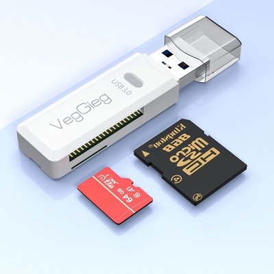 VegGieg USB 3.0 SD ve Micro SD Hafıza Kart Okuyucu Beyaz - 2