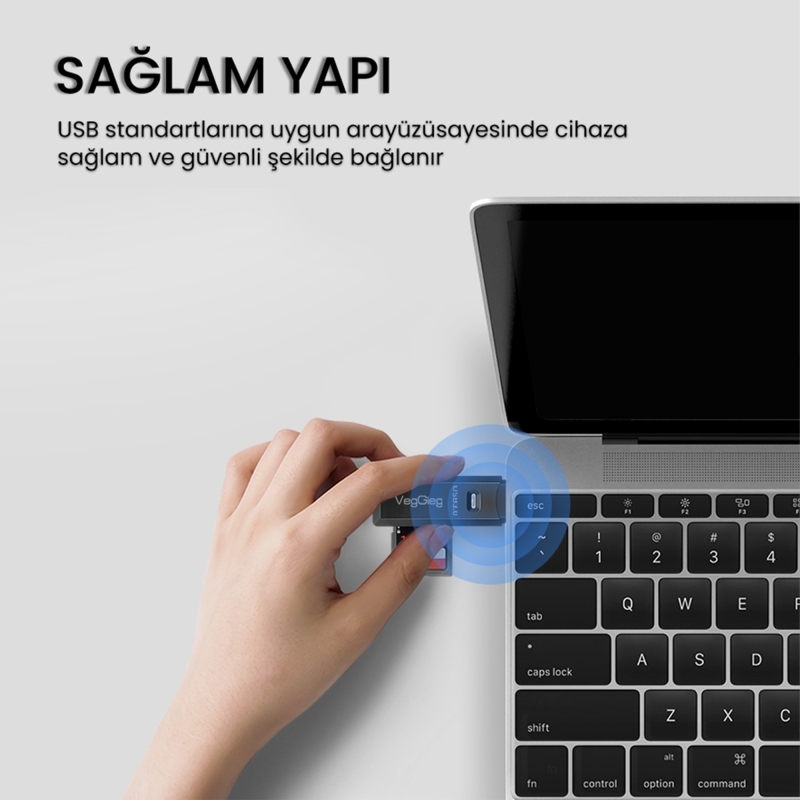 VegGieg USB 3.0 SD ve Micro SD Hafıza Kart Okuyucu Siyah - 4