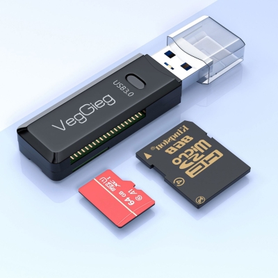 VegGieg USB 3.0 SD ve Micro SD Hafıza Kart Okuyucu Siyah - 2