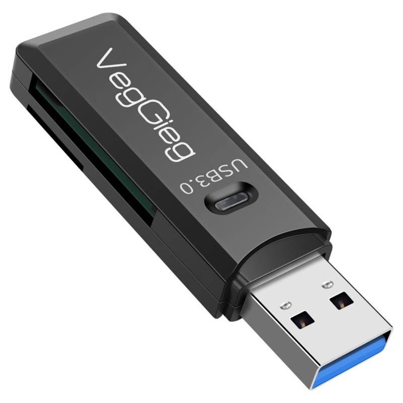 VegGieg USB 3.0 SD ve Micro SD Hafıza Kart Okuyucu Siyah - 1