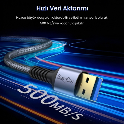 VegGieg USB 3.0 Uzatma Kablosu 2 Metre - 3
