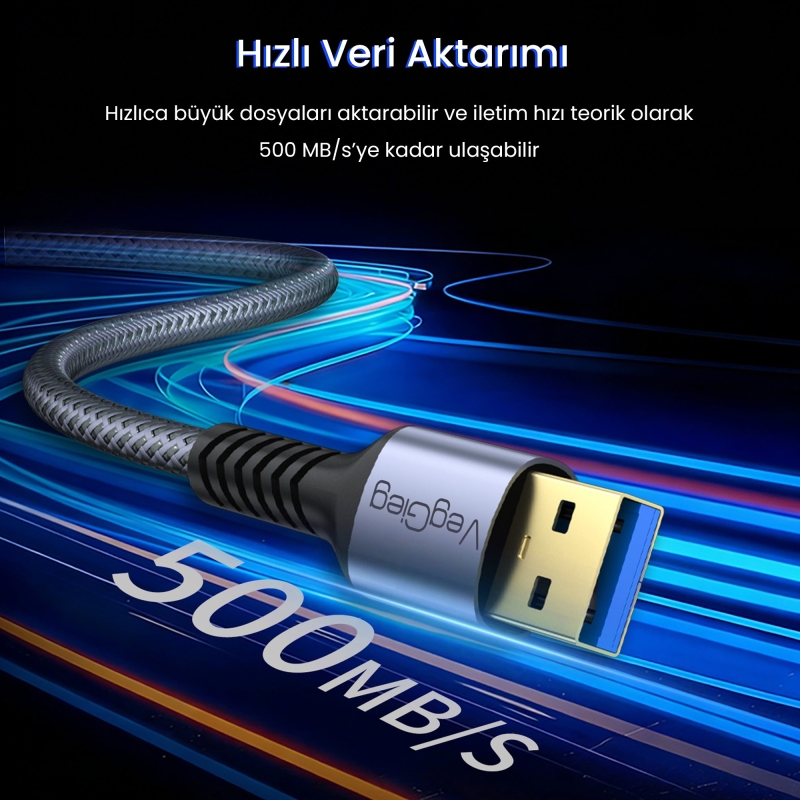 VegGieg USB 3.0 Uzatma Kablosu 2 Metre - 3