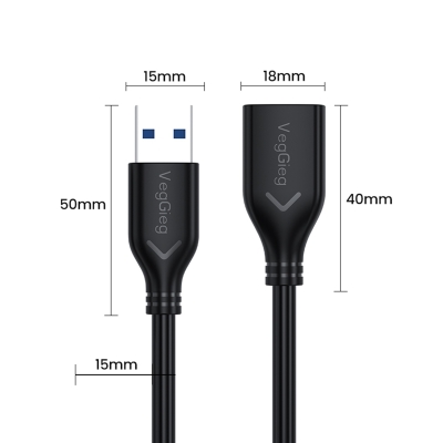 VegGieg USB 3.0 Uzatma Kablosu 2 Metre - 3