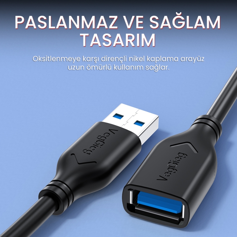 VegGieg USB 3.0 Uzatma Kablosu 2 Metre - 6
