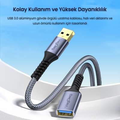 VegGieg USB 3.0 Uzatma Kablosu 3 Metre - 2