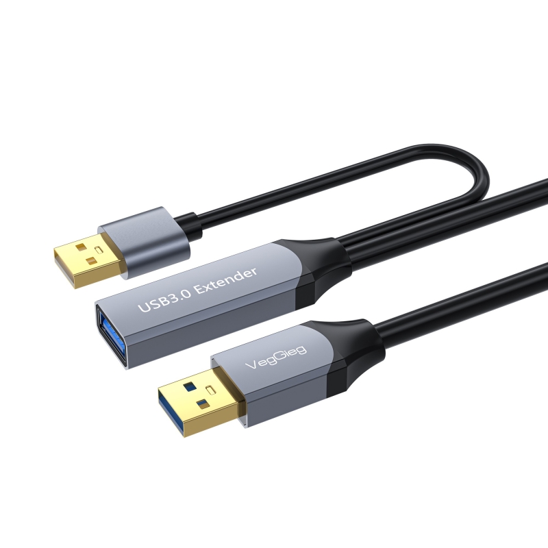 Veggieg USB 3.0 Uzatma Kablosu Sinyal Güçlendirici Extender Destekli USB-A Uzatıcı Kablo 10 Metre - 1