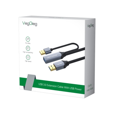 Veggieg USB 3.0 Uzatma Kablosu Sinyal Güçlendirici Extender Destekli USB-A Uzatıcı Kablo 10 Metre - 2