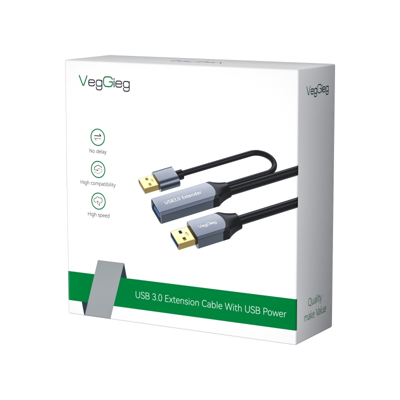 Veggieg USB 3.0 Uzatma Kablosu Sinyal Güçlendirici Extender Destekli USB-A Uzatıcı Kablo 10 Metre - 2
