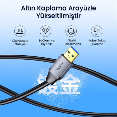 VegGieg USB 3.0 Uzatma Kablosu Sinyal Güçlendirici Extender Destekli USB-A Uzatıcı Kablo 15 Metre - 5