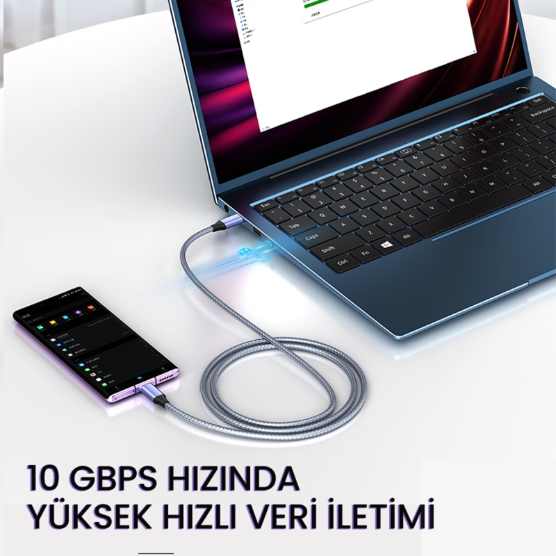 VegGieg USB 3.1 Type-C PD 100W 5A 10Gbps 4K 60Hz Destekli Kablo 2 Metre - 5