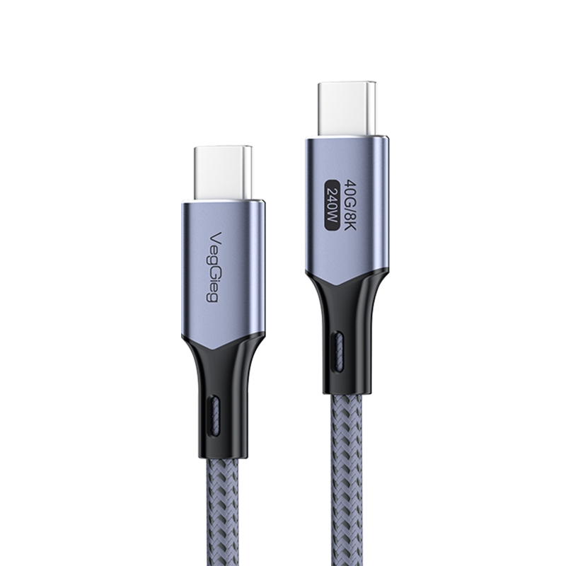 VegGieg USB 4.0 E-Mark 240W 40Gbps Thunderbolt 4 8K 60Hz Type-C Görüntü Hızlı Şarj ve Data Kablosu 1 Metre - 1
