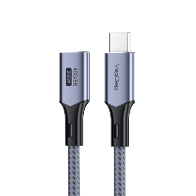 VegGieg USB 4.0 E-Mark 240W 40Gbps Thunderbolt 4 8K 60Hz Type-C Uzatma Kablosu 1 Metre - VegGieg