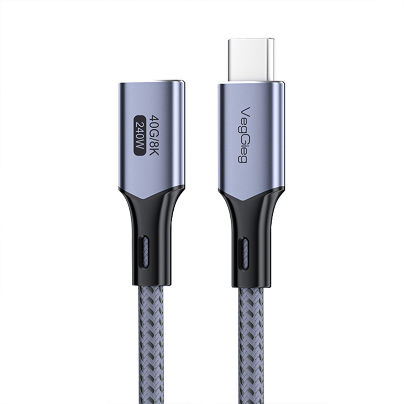 Veggieg USB 4.0 E-Mark 240W 40Gbps Thunderbolt 4 8K 60Hz Type-C Uzatma Kablosu 1 Metre - 1