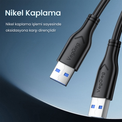 VegGieg USB-A Male to Male Uzatma USB 3.0 Kablo 3 Metre - 3