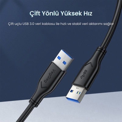 VegGieg USB-A Male to Male Uzatma USB 3.0 Kablo 5 Metre - 6