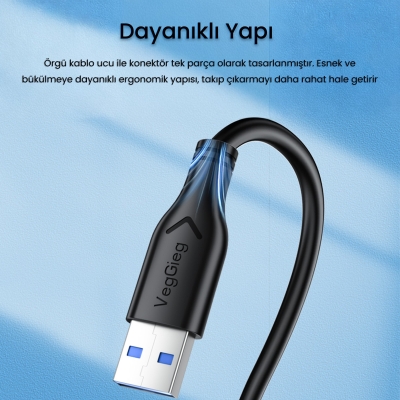 VegGieg USB A Printer Tarayıcı Yazıcı Data Kablosu 5 Metre - 3
