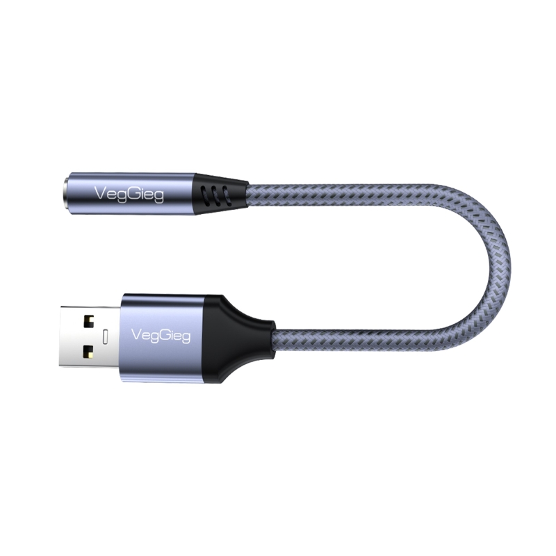 VegGieg USB-A to 3.5mm Jack Aux Mikrofon Destekli DAC Chip HiFi Ses Kartı - 8