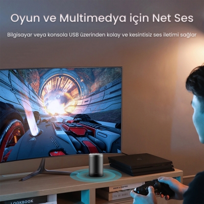 VegGieg USB-A to 3.5mm Jack Aux Mikrofon Destekli DAC Chip HiFi Ses Kartı - 4