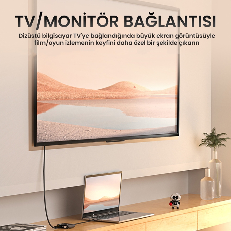 VegGieg USB-A to 4K 30Hz HDMI ve 1080P 60Hz VGA Görüntü Çevirici Kablo - 5