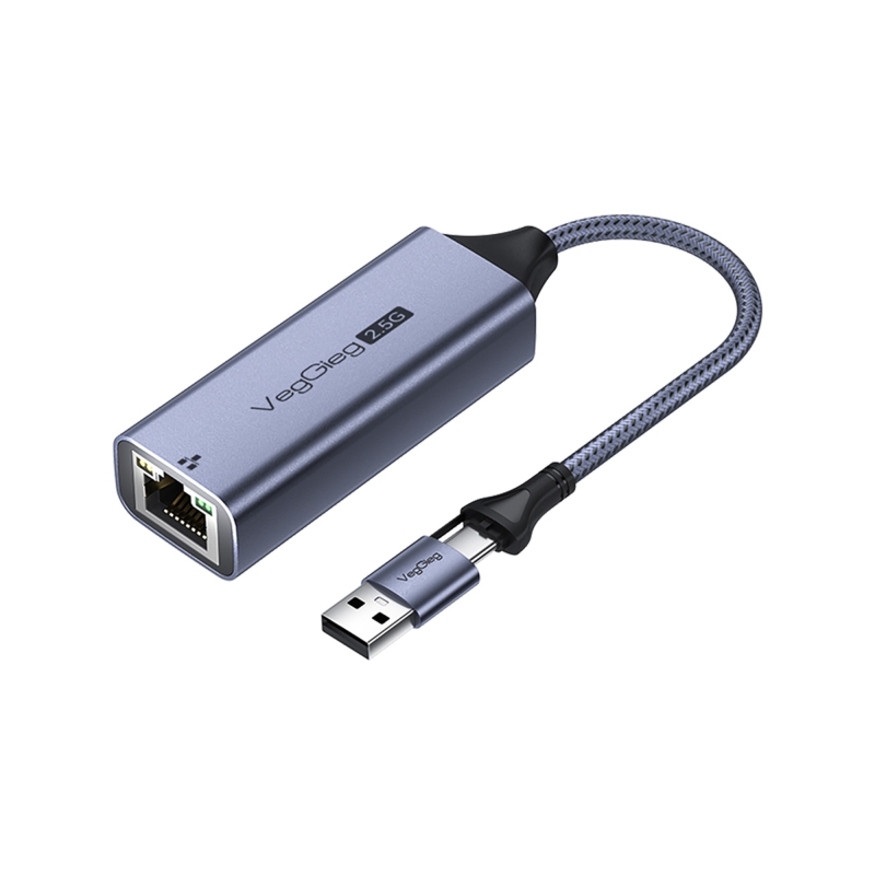 VegGieg USB-A ve Type-C 2.5G Gigabit Ethernet Dönüştürücü Adaptör - 1
