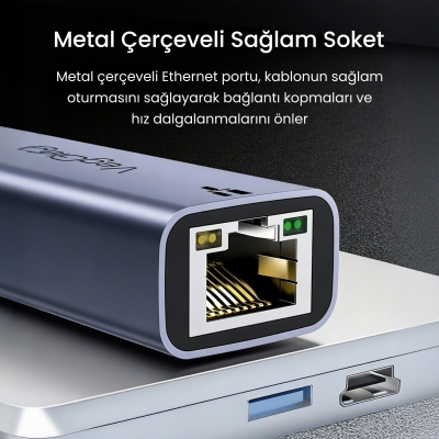 VegGieg USB-A ve Type-C 2.5G Gigabit Ethernet Dönüştürücü Adaptör - 5