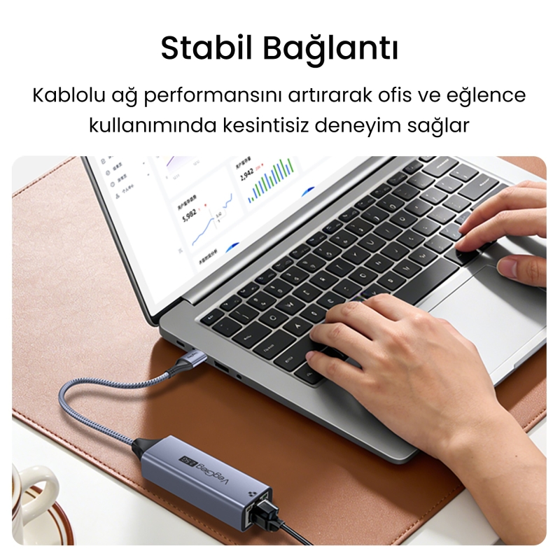 VegGieg USB-A ve Type-C 2.5G Gigabit Ethernet Dönüştürücü Adaptör - 6